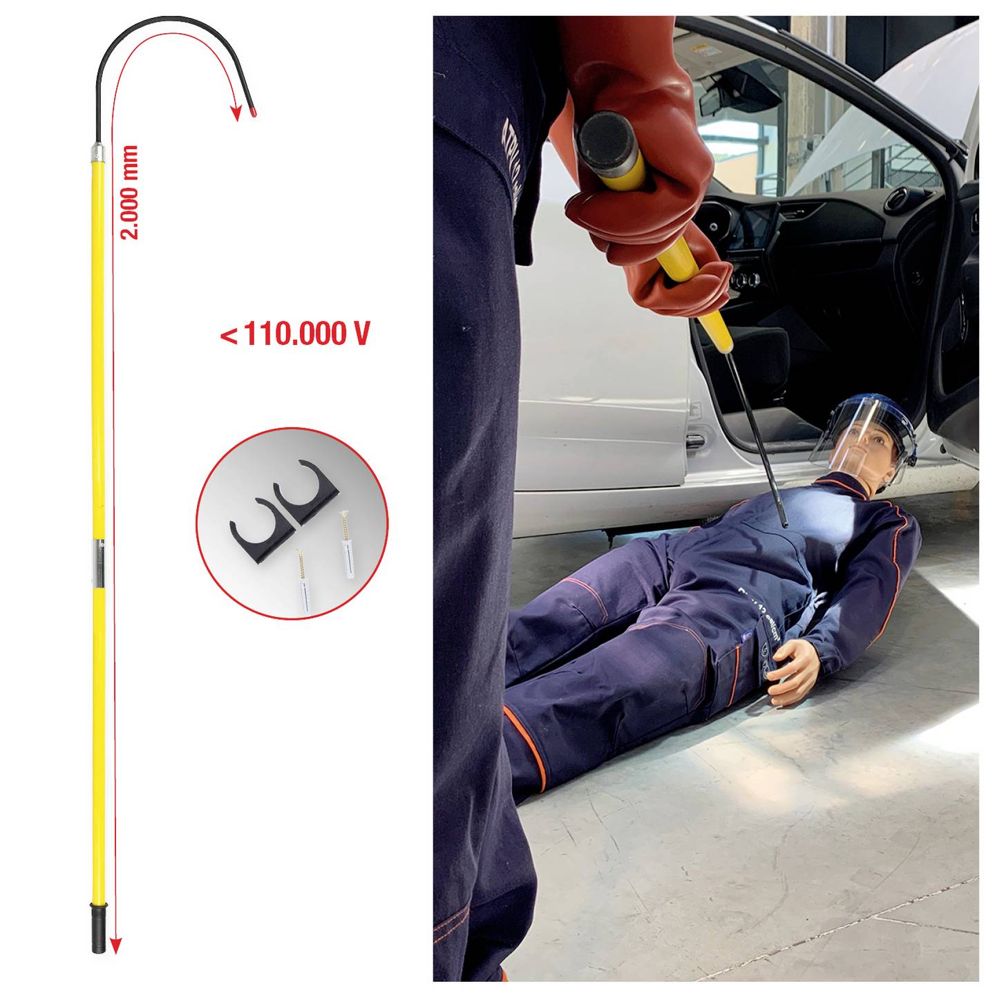 KS Tools 1170913 1 St Rettungsstange Notfallstab Rettungsstange Gelb 2000mm - 4069465002208