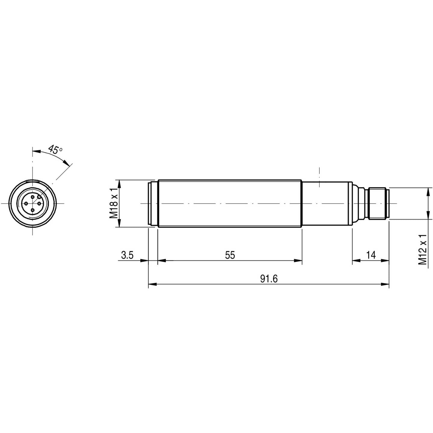 MD Micro Detectors Ultraschall-Sensor UK1F/G7-0ESY PNP M12 IP67 10-30V/DC 2200mm - 4064161083766