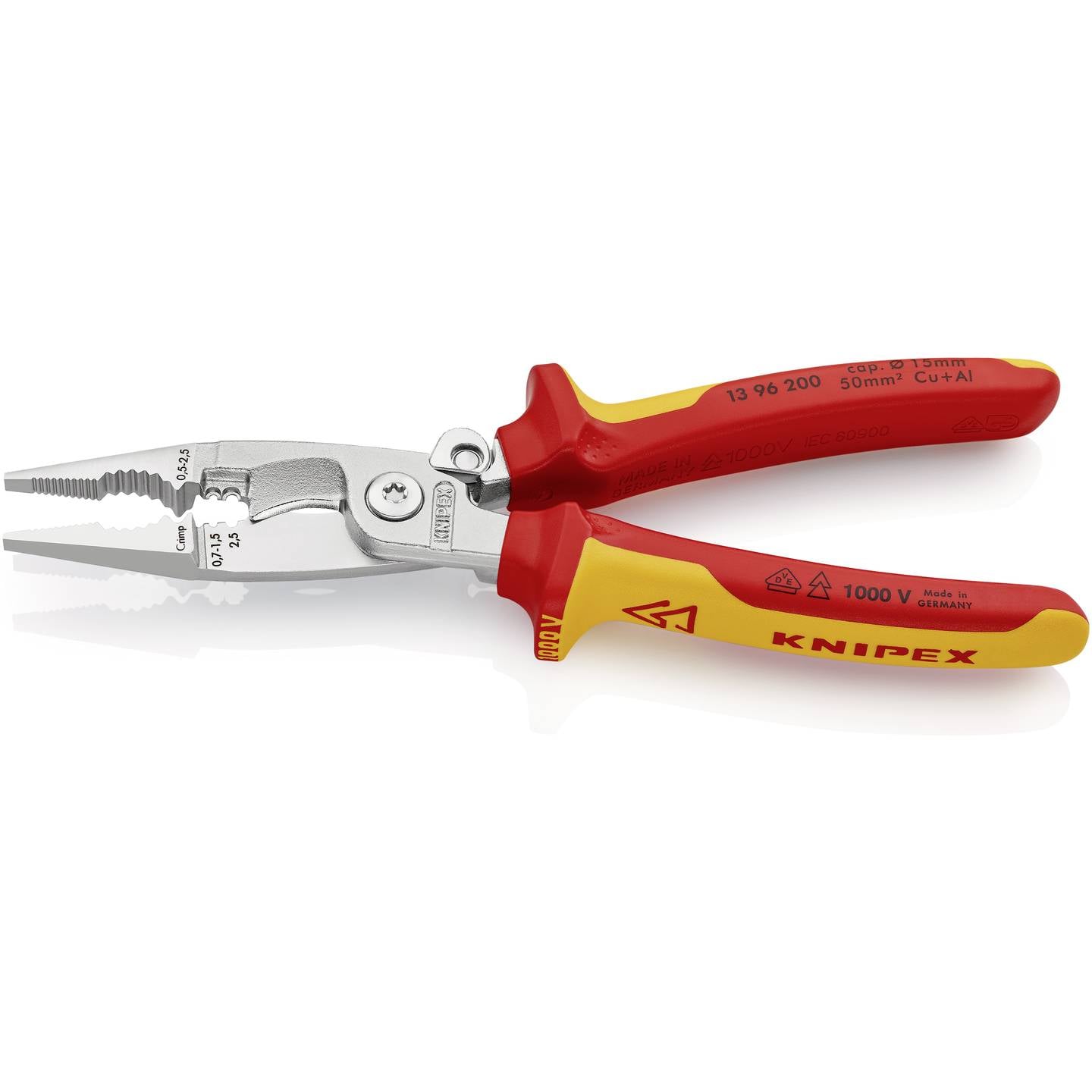 Knipex Multifunktionszange Zange Aderendhülsen Crimpen 50mm² 15mm max 200mm - 4003773075110