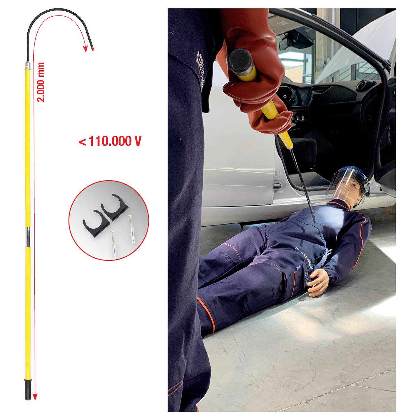 KS Tools 1170913 1 St Rettungsstange Notfallstab Rettungsstange Gelb 2000mm - 4069465002208