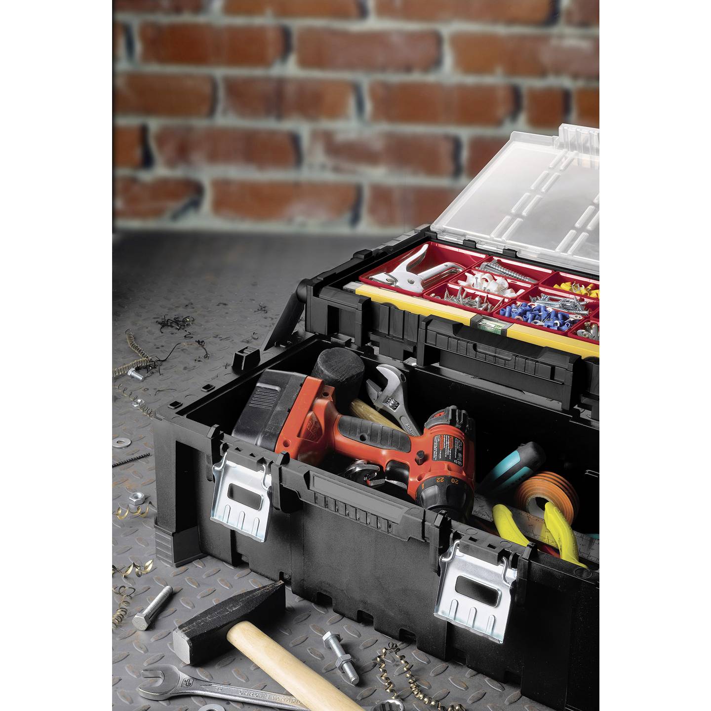 Keter Werkzeugkasten unbestückt Werkzeugbox schwarz 570x240x310mm stabil 3300g - 7290103652951