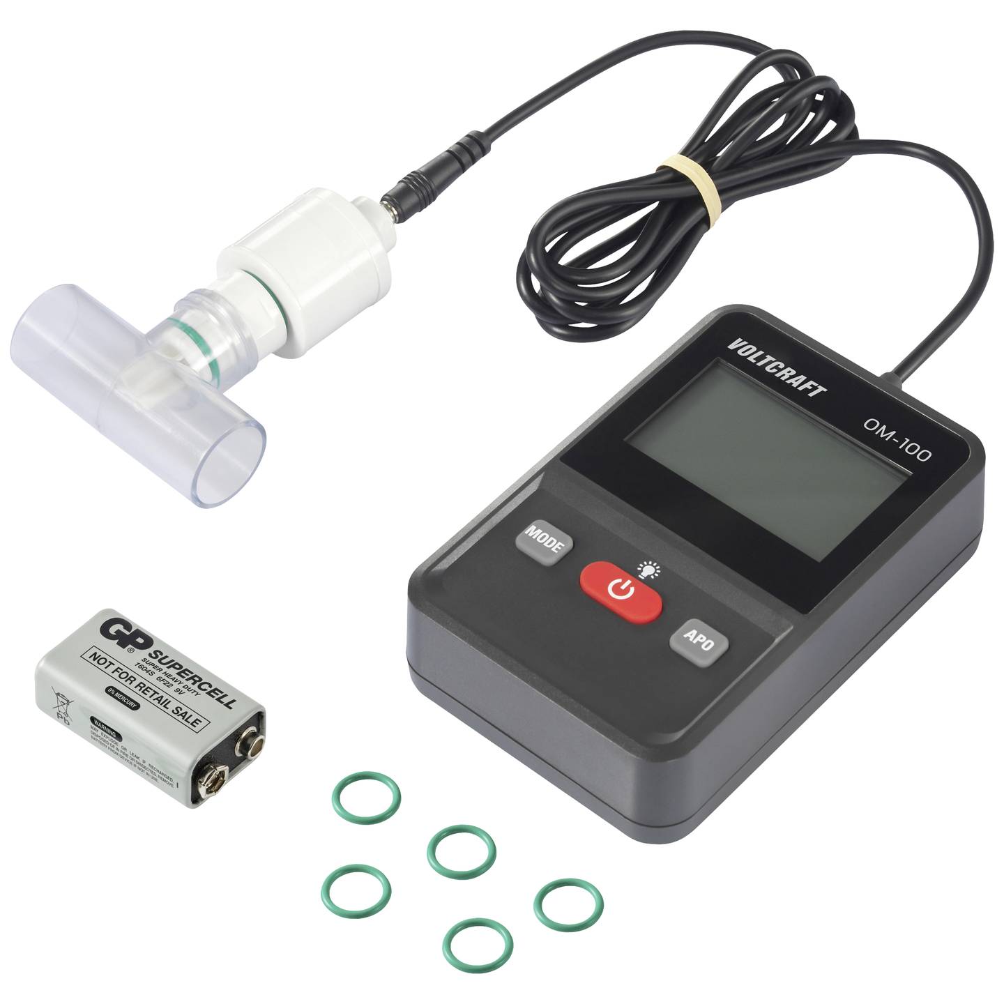 Voltcraft Sauerstoff-Messgerät OM-100 0-100% O2 Kalibriert IP65 192g Messgerät - 4064161213866