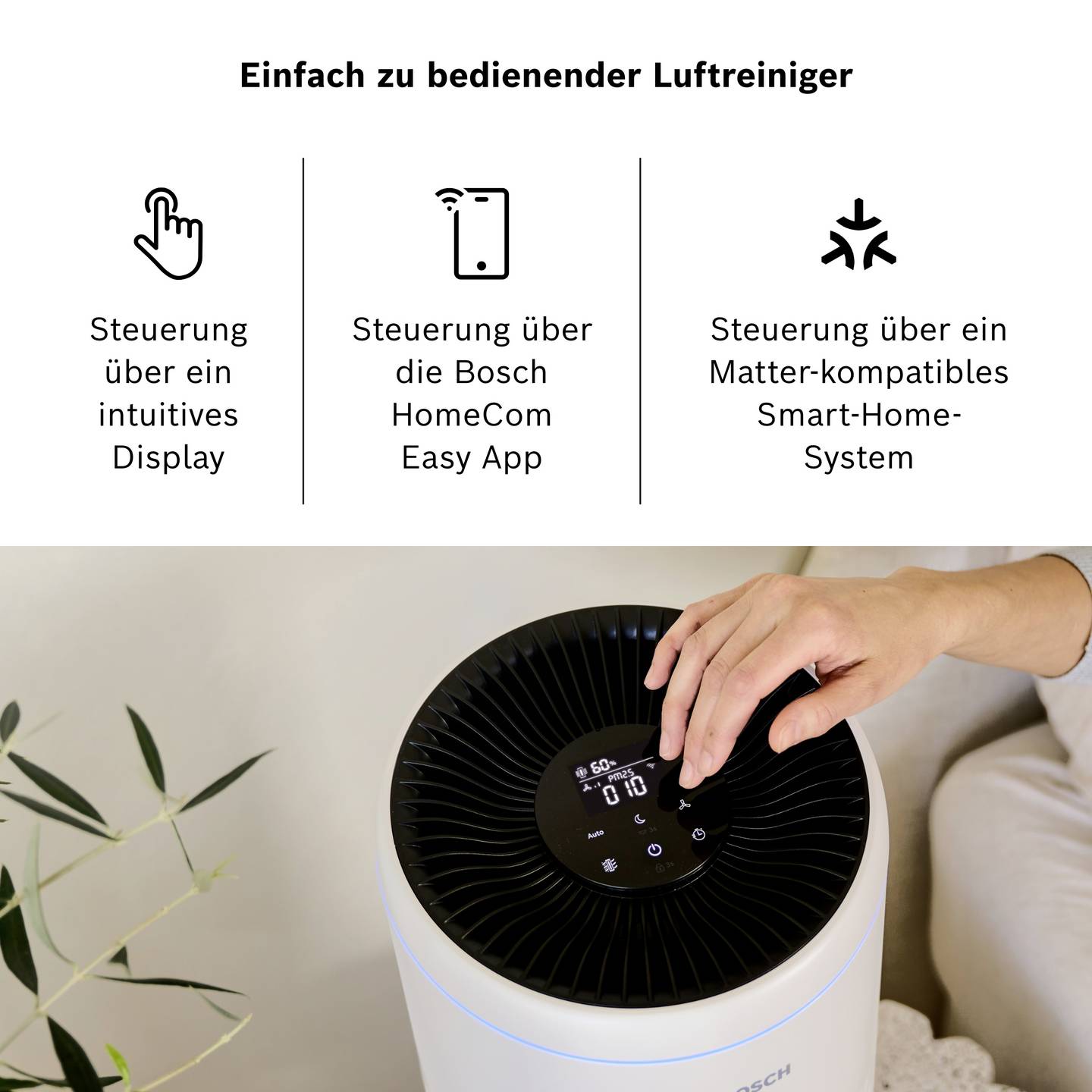 Bosch Air 2000i Luftreiniger Weiß App-Steuerung für 37,5 m² 180 m³/h - 4062321912734