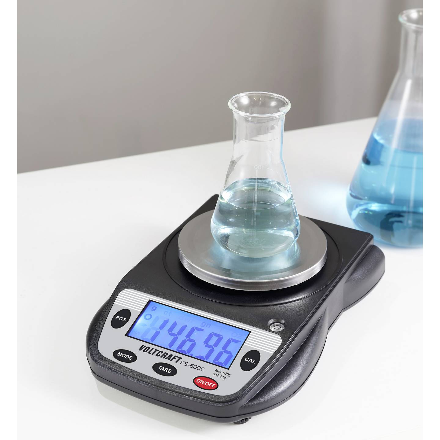 VOLTCRAFT PS-600C Präzisionswaage 600g Edelstahl digital Stückzählung schwarz - 4064161293509