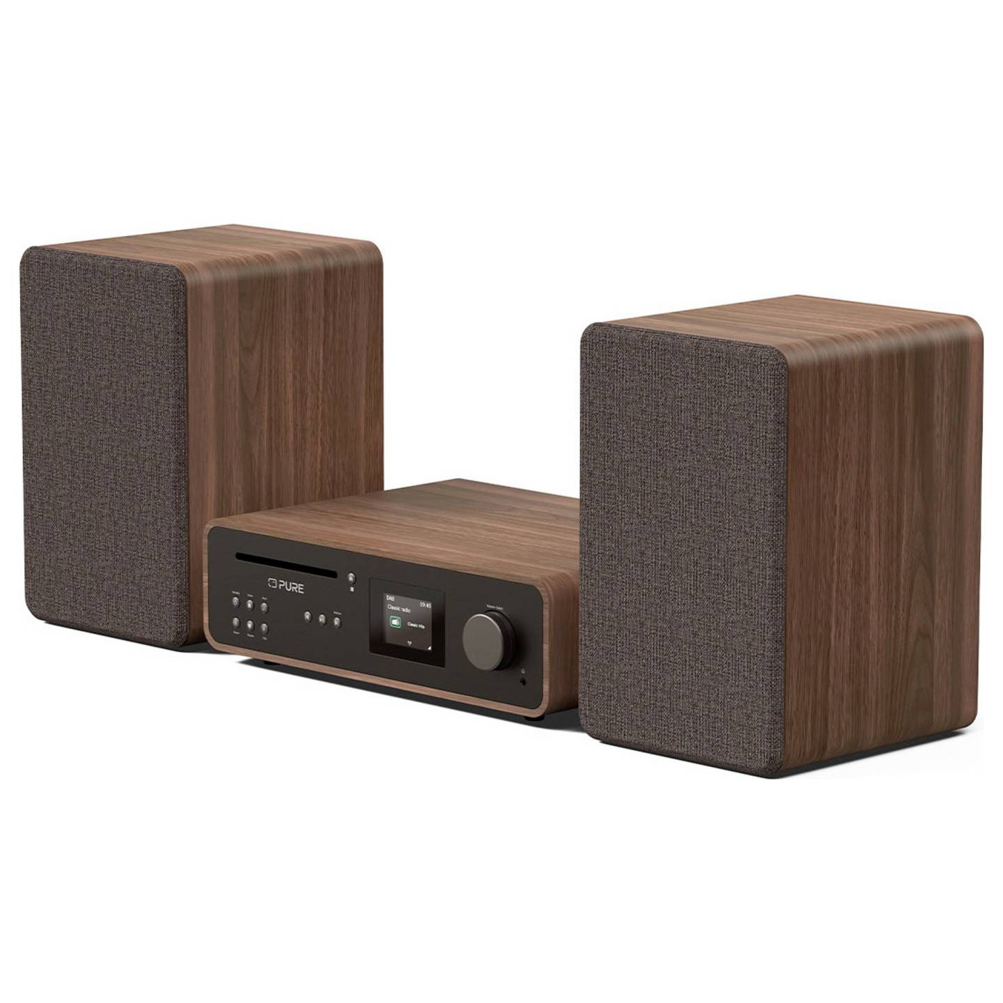 Pure Retro Stereoanlage Schwarz Walnuss DAB Bluetooth 50W Heim-Audio-Mikrosystem - 0759454301309