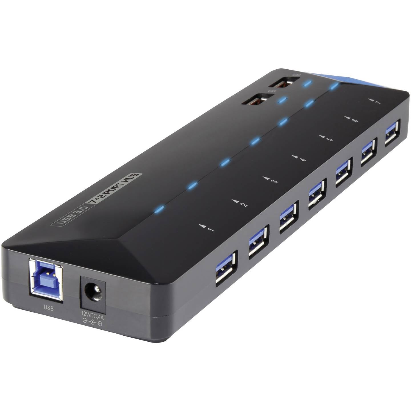 Renkforce USB-Hub 7 Port USB 3.0 5 GBit/s Schnellladeport schwarz extern - 4016138934120
