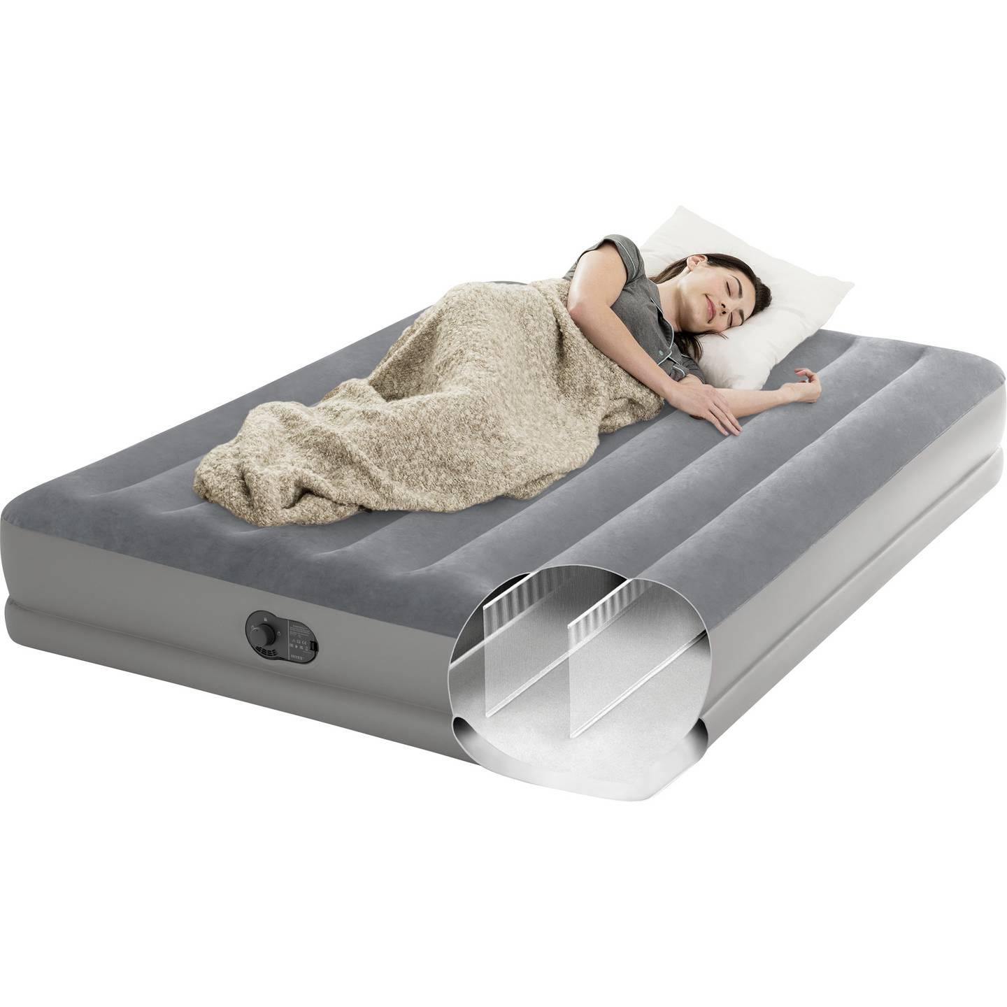 Intex Luftbett DuraBeamPrestige Queen 203x152cm mit elektrischer Pumpe 30cm hoch - 6941057421988