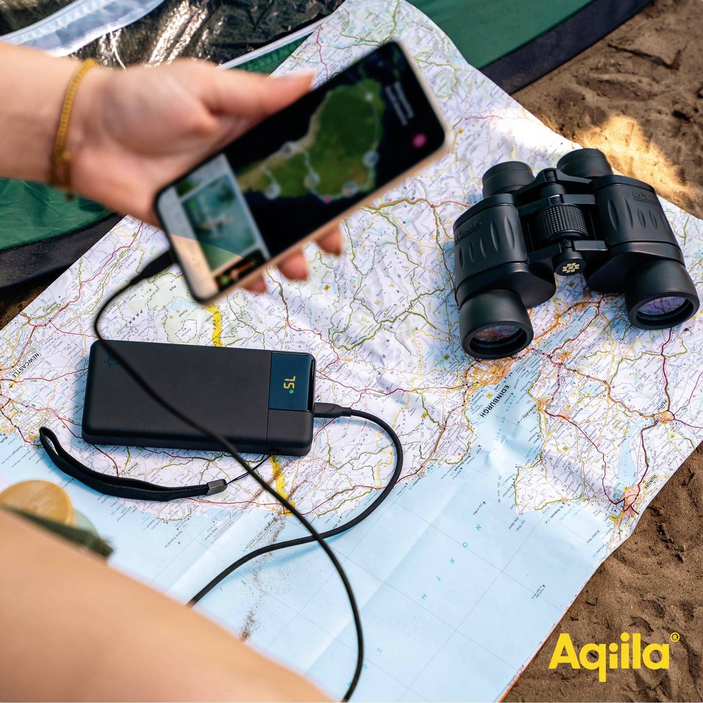 Aqiila Powerbank 20000 mAh LiPo Akku Ladegerät USB-A USB-C schwarz tragbar 3A - 8716778931966