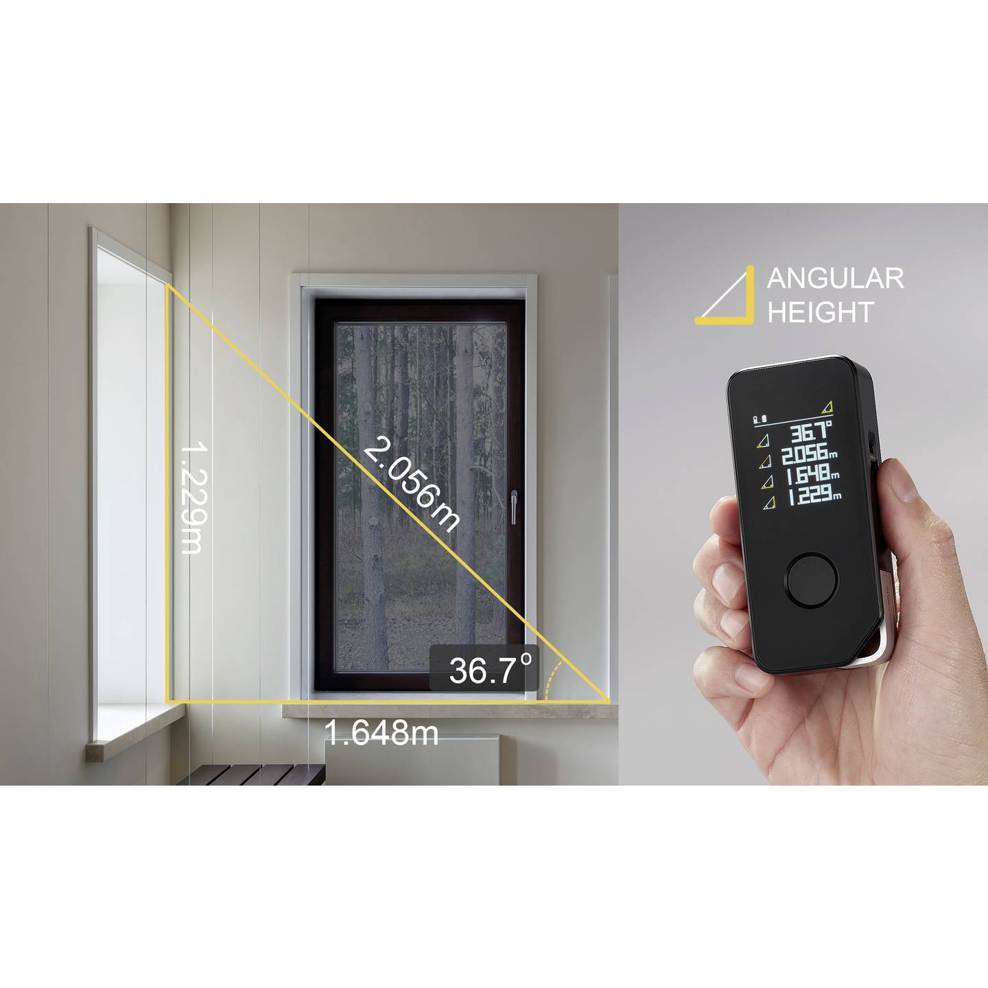 HOTO PRO Laser-Entfernungsmesser Distanzmesser Bluetooth 50 m Entfernung Gerät - 6974370800802