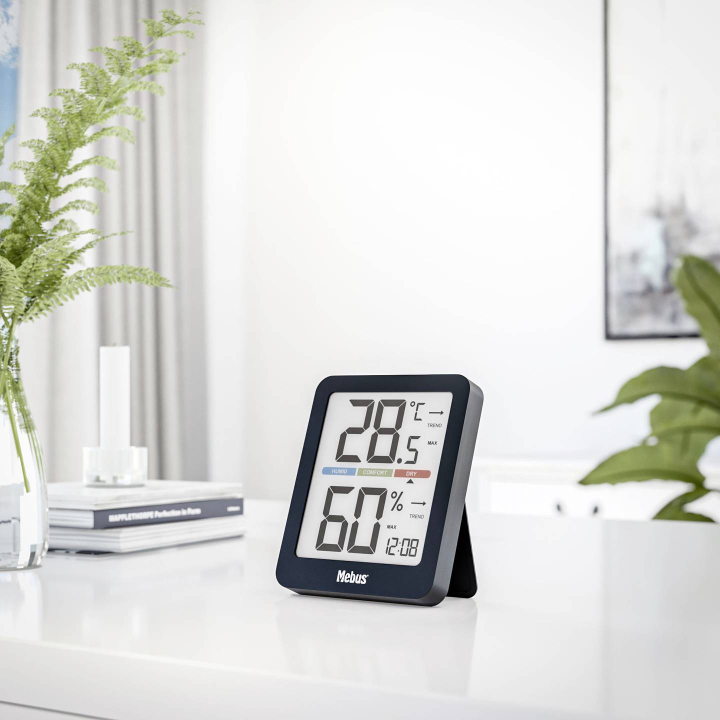 Mebus Funk-Thermo-/Hygrometer 11115 Hygrometer Thermometer digital schwarz 80mm - 4007218111159