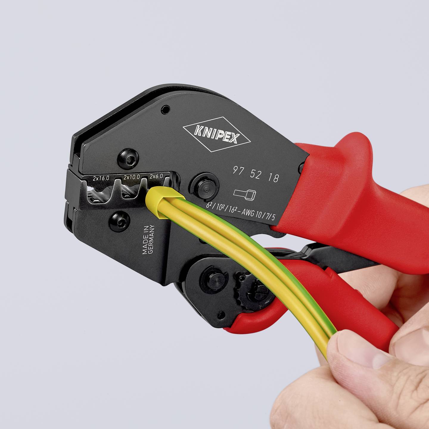 Knipex Crimpzange Zwillings-Aderendhülsen 2x6 2x10 2x16 mm² 250mm 571g - 4003773026839