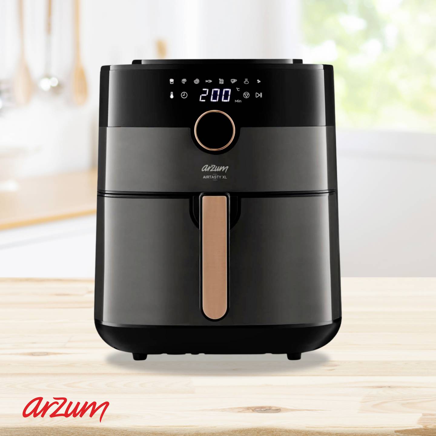 arzum Heißluftfritteuse Airfryer Fritteuse 6l 1750W Display Timer Schwarz - 8693184917350