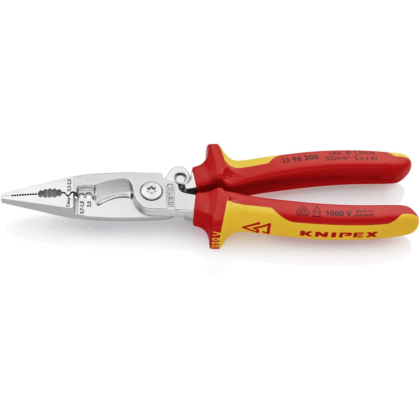 Knipex Multifunktionszange Zange Aderendhülsen Crimpen 50mm² 15mm max 200mm - 4003773075110