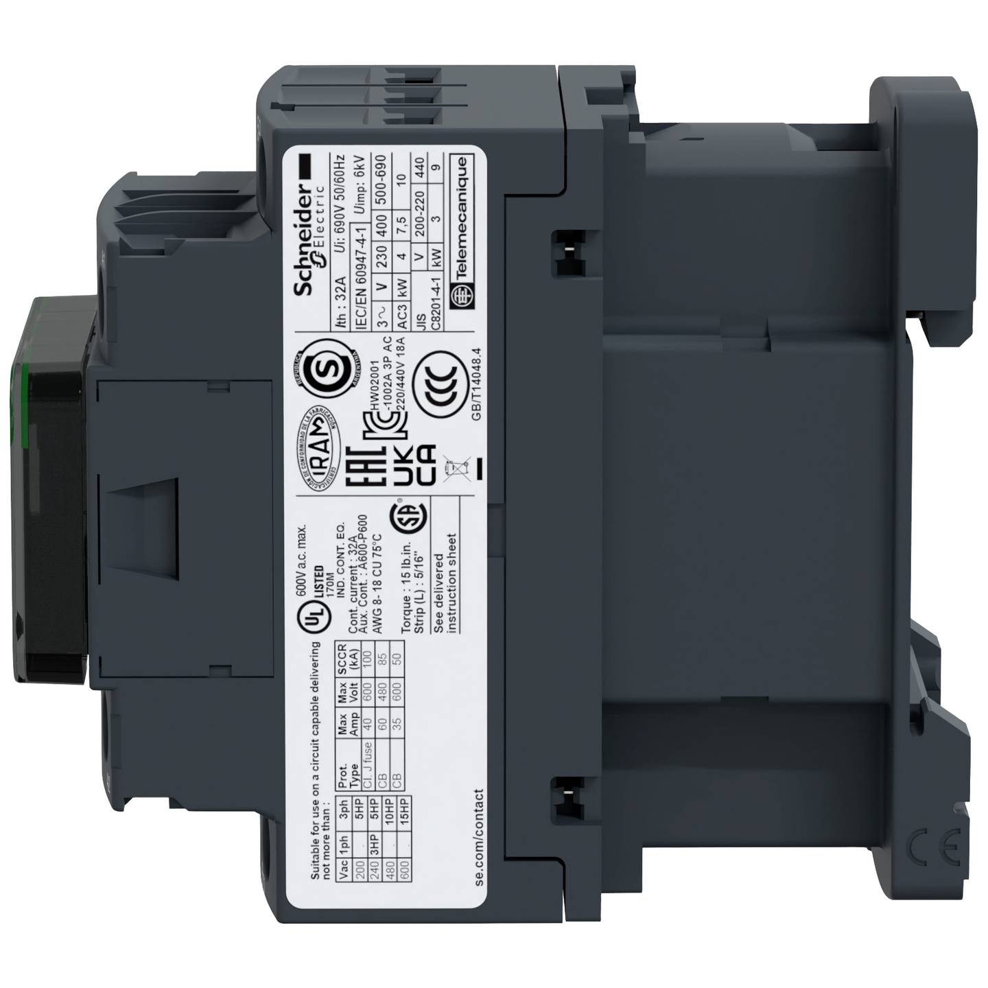Schneider Electric LC1D18P7 Schütz 3polig 1 Schließer 1 Öffner Hutschiene - 3389110349535
