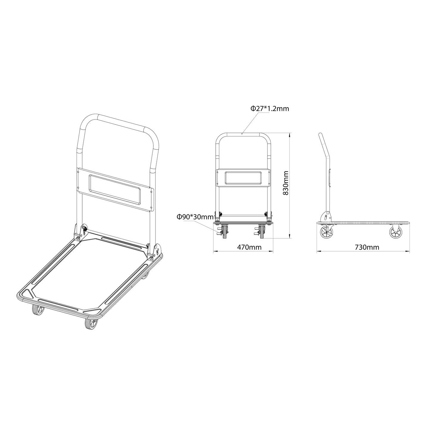 Toolcraft Handwagen klappbar Transportwagen Stahl Traglast 150kg 73x47x83cm - 4064161151519