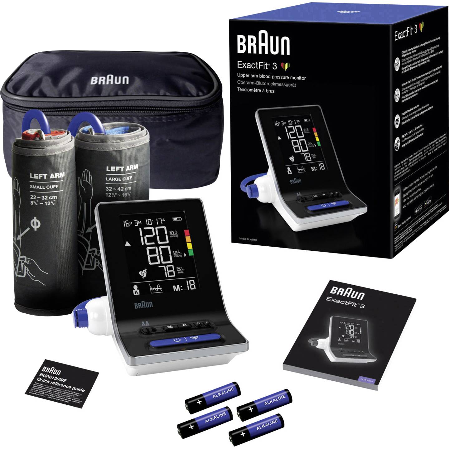 Braun Blutdruckmessgerät Oberarm ExactFit 3 BUA6150WE Präzision 4xAA Batterie - 4022167016508