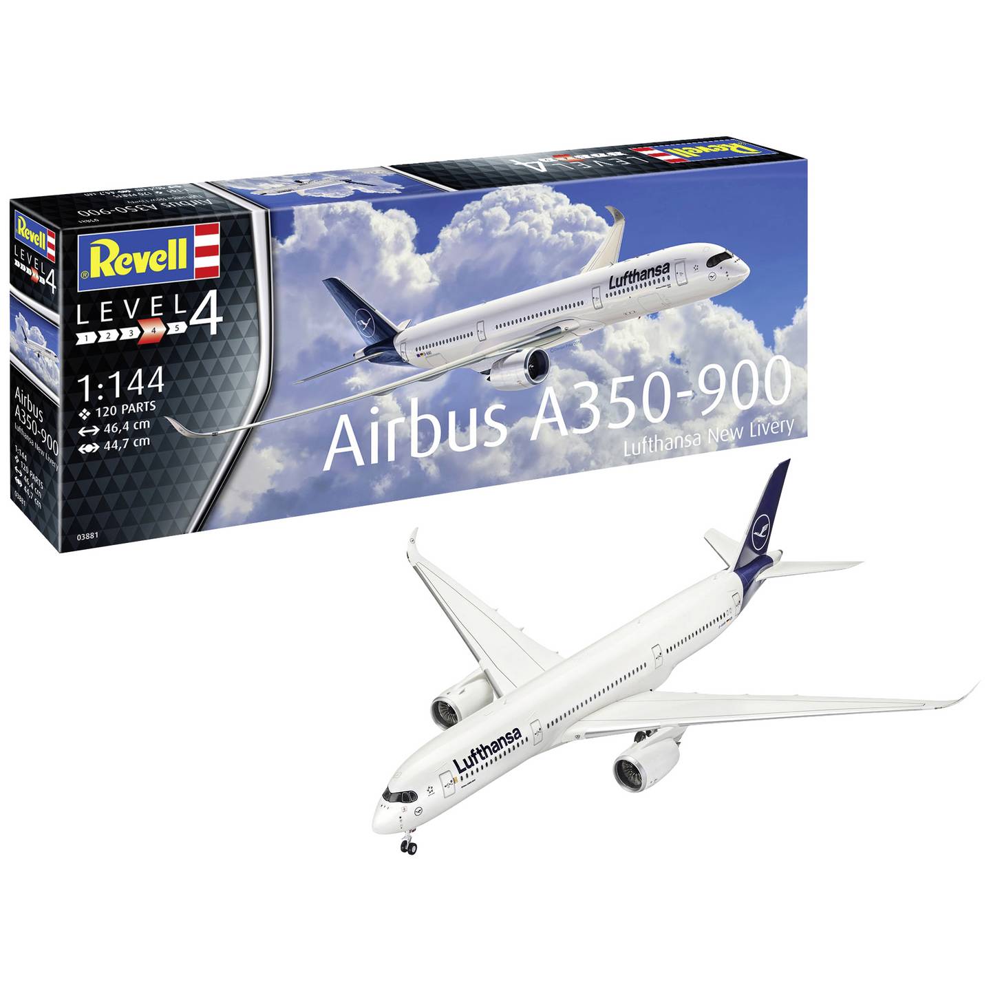 Revell Flugmodell Bausatz Airbus A350-900 Lufthansa neue Lackierung 1:144 120 - 4009803038810