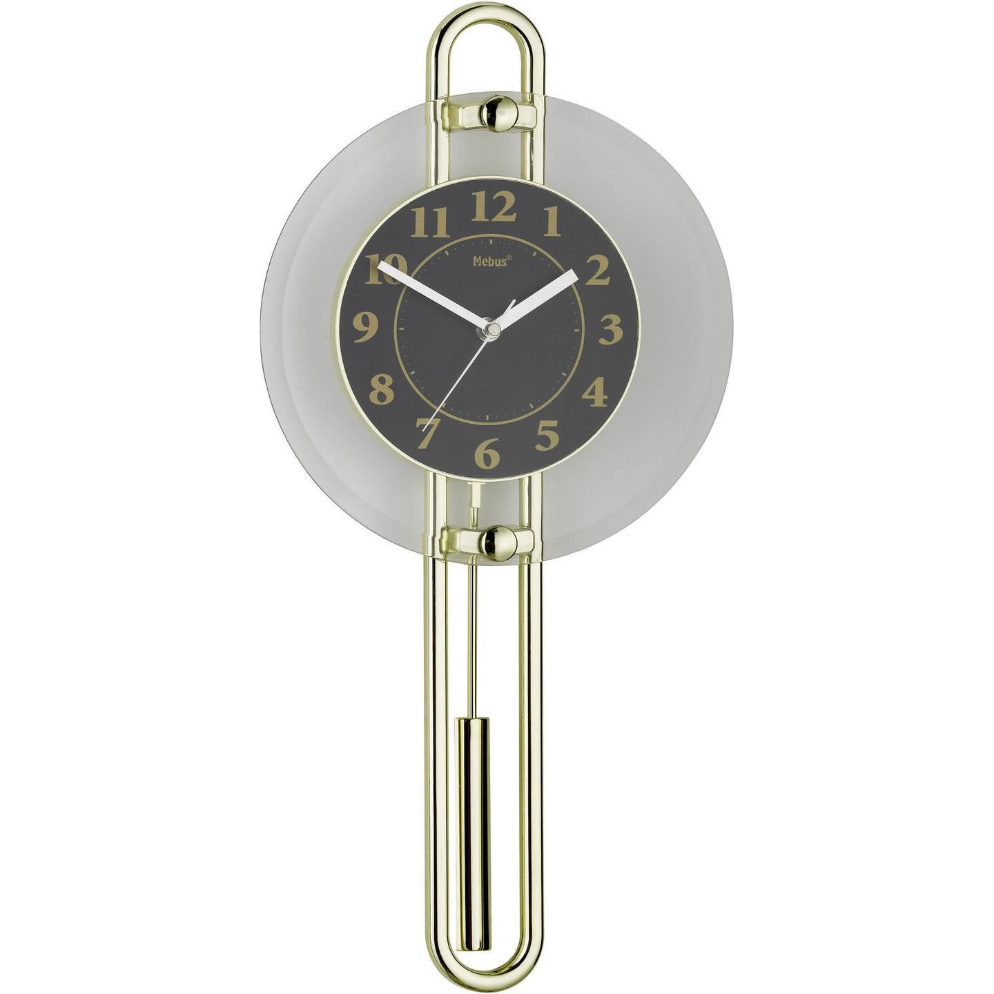 Mebus Wanduhr Quarz analog gold schwarz silber 54.5x26x54.5cm elegante Uhr - 4007218148131