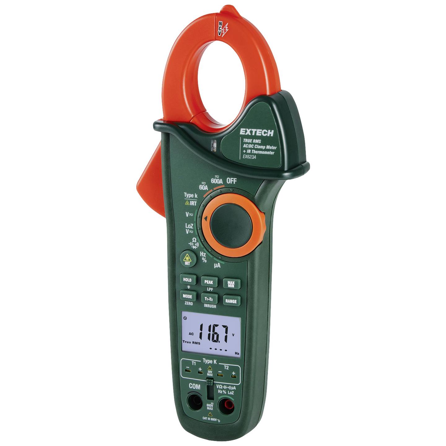 Extech EX623A 600A AC/DC-Stromzange mit IR-Thermometer und digitaler Anzeige - 0793950376256