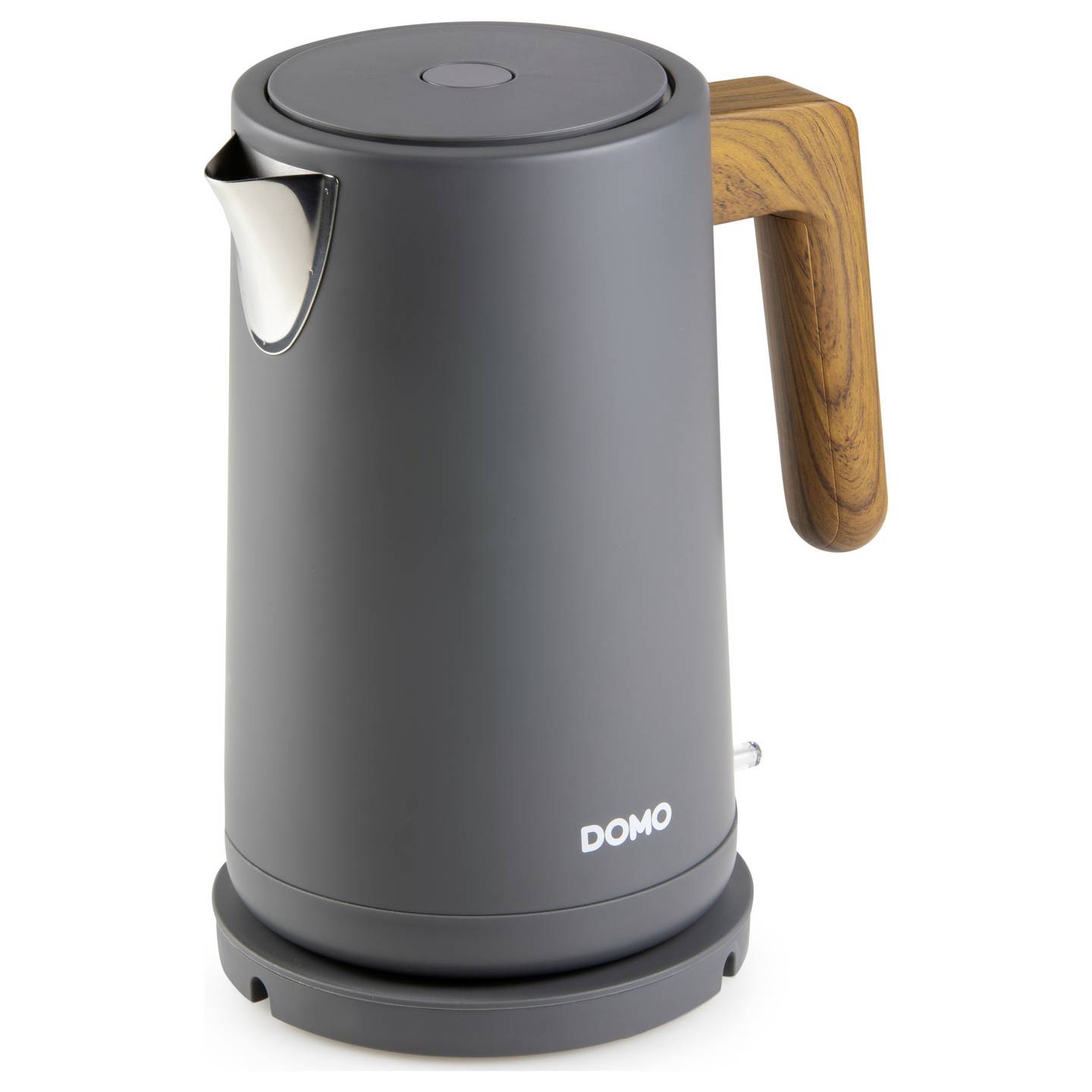 DOMO Wasserkocher Teekocher 1,7l 2200W Kocher mit Sichtfenster grau Holzoptik - 5411397164995