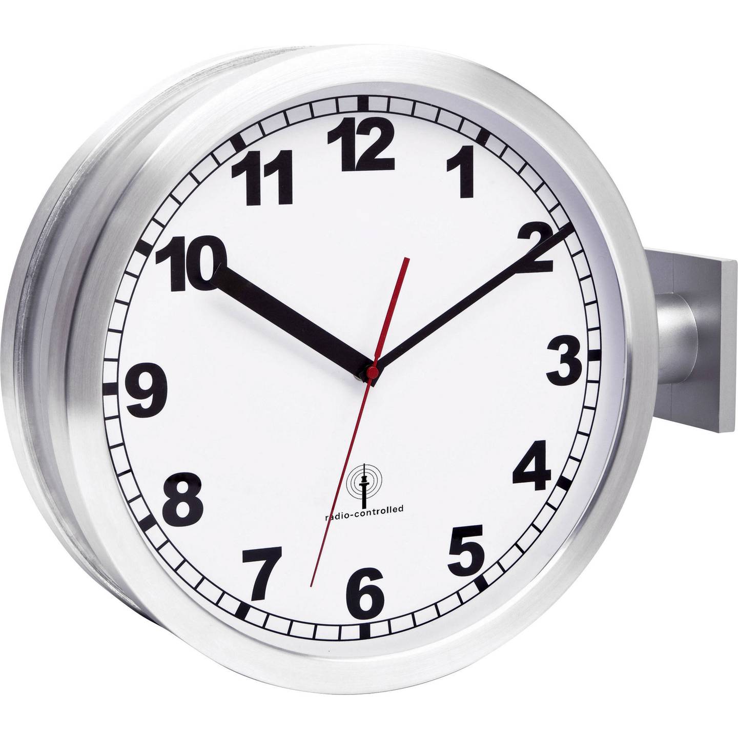 EUROTIME Funk Wanduhr 40cm Aluminium analog nostalgisch Wandlampe Uhrzeit - 4044685500277