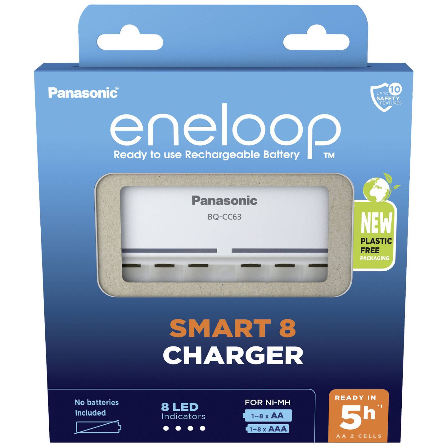Panasonic Rundzellen-Ladegerät NiMH BQ-CC63E für Micro AAA Mignon AA 8-fach - 5410853063940