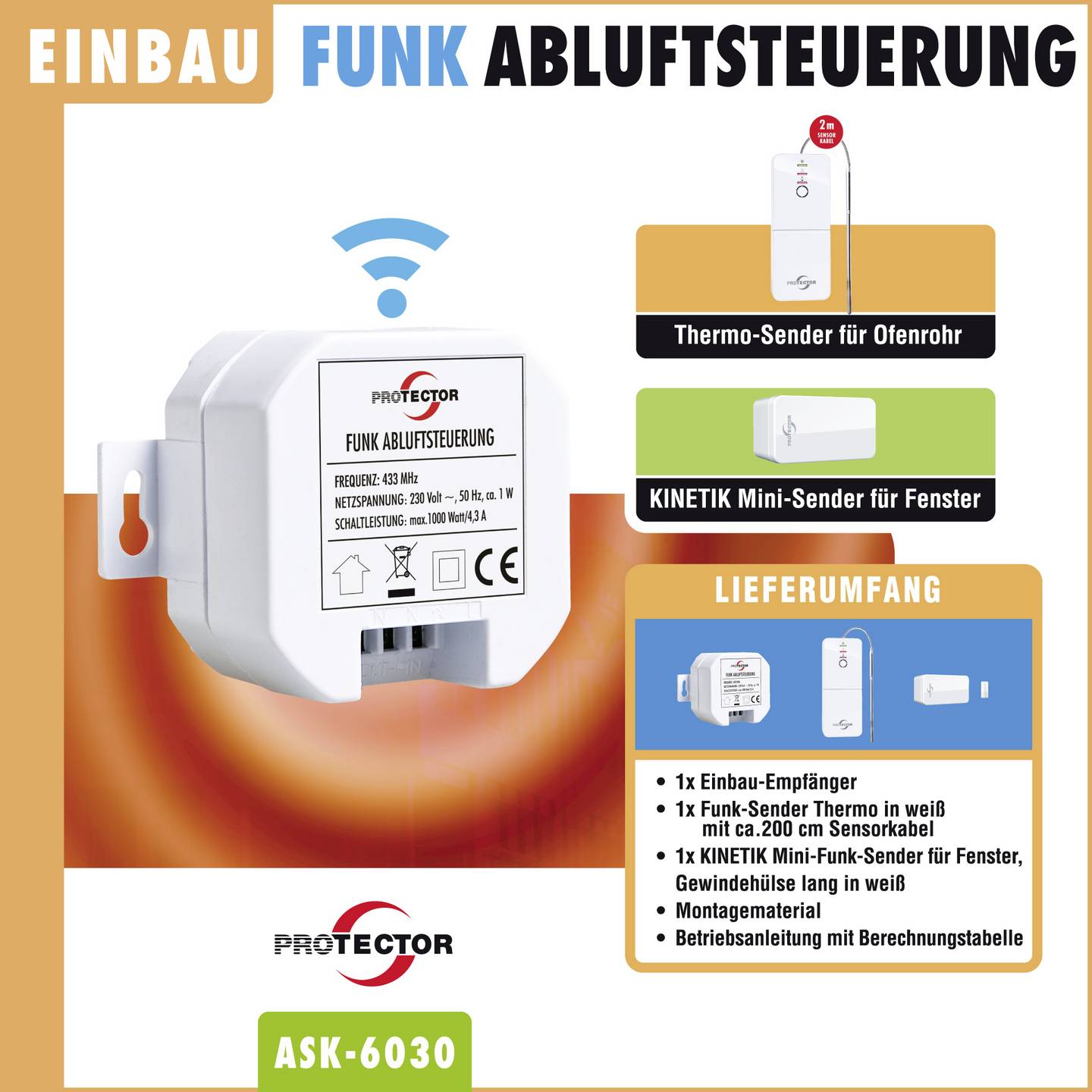 M-E Funk-Abluftsteuerung Steuergerät Empfänger Einbau Dunstabzugshaube Weiß - 4260070563072