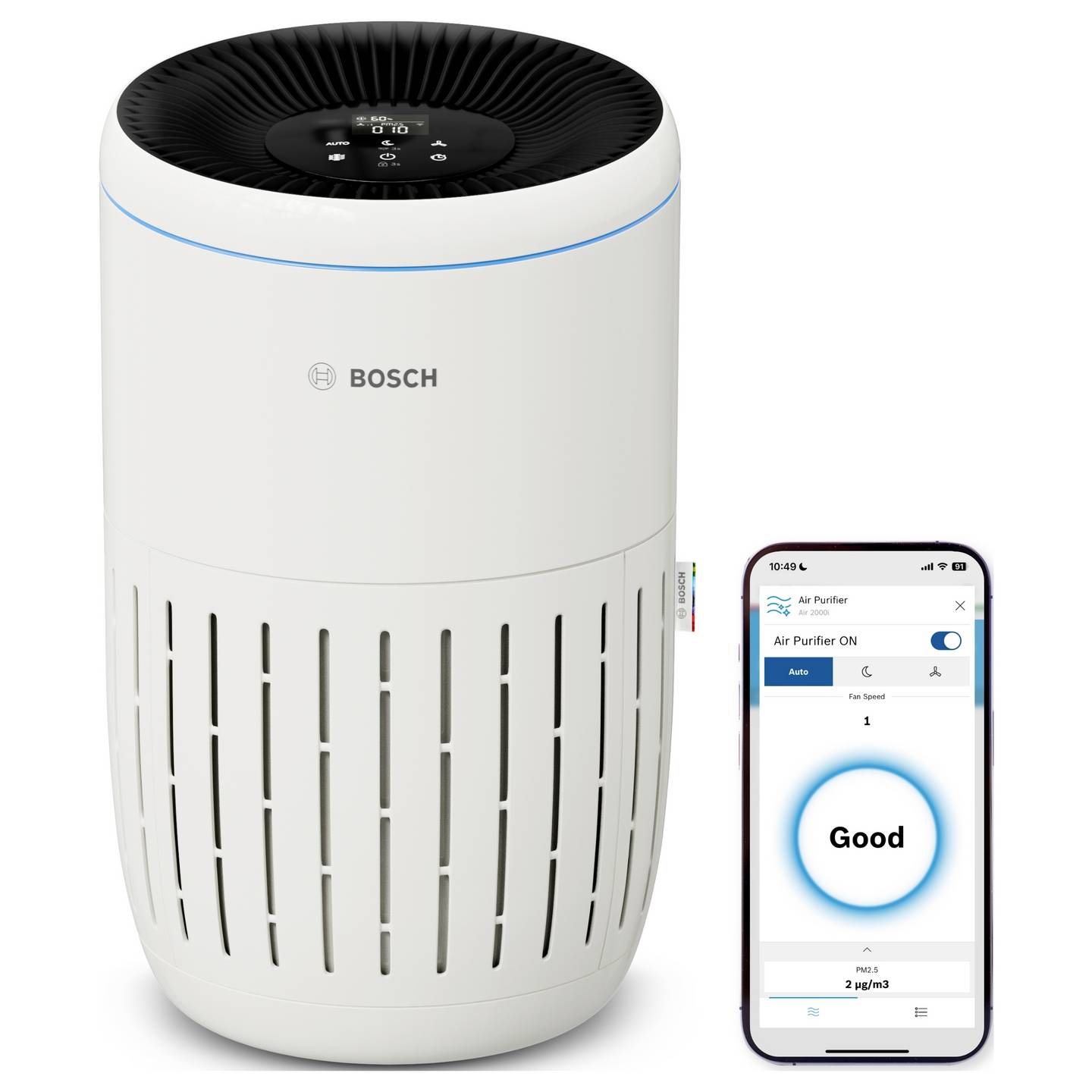 Bosch Air 2000i Luftreiniger Weiß App-Steuerung für 37,5 m² 180 m³/h - 4062321912734