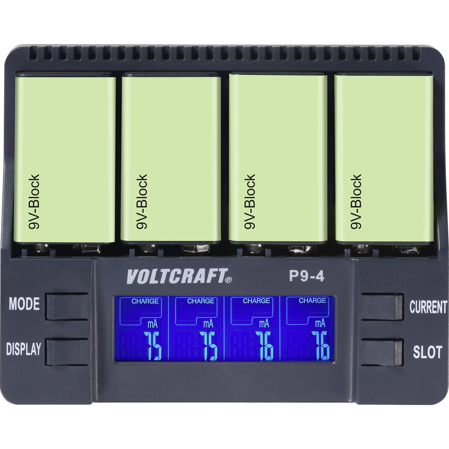 VOLTCRAFT 9V-BLOCK LADER P9-4 Akku Ladegerät für 9V Blockbatterien 500mA - 4016139164199