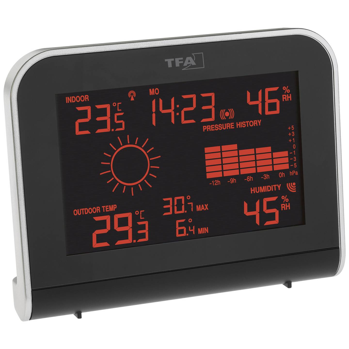 TFA Dostmann Funk-Wetterstation Wettervorhersage 12-24h Außentemperatur - 4009816031655