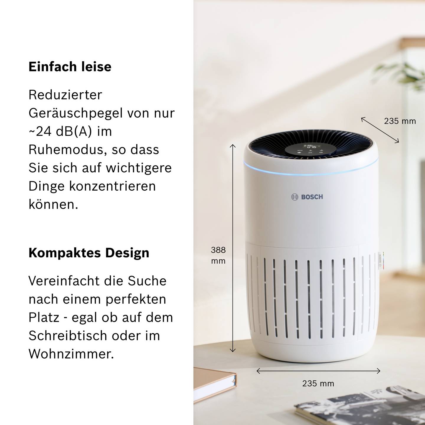 Bosch Air 2000i Luftreiniger Weiß App-Steuerung für 37,5 m² 180 m³/h - 4062321912734