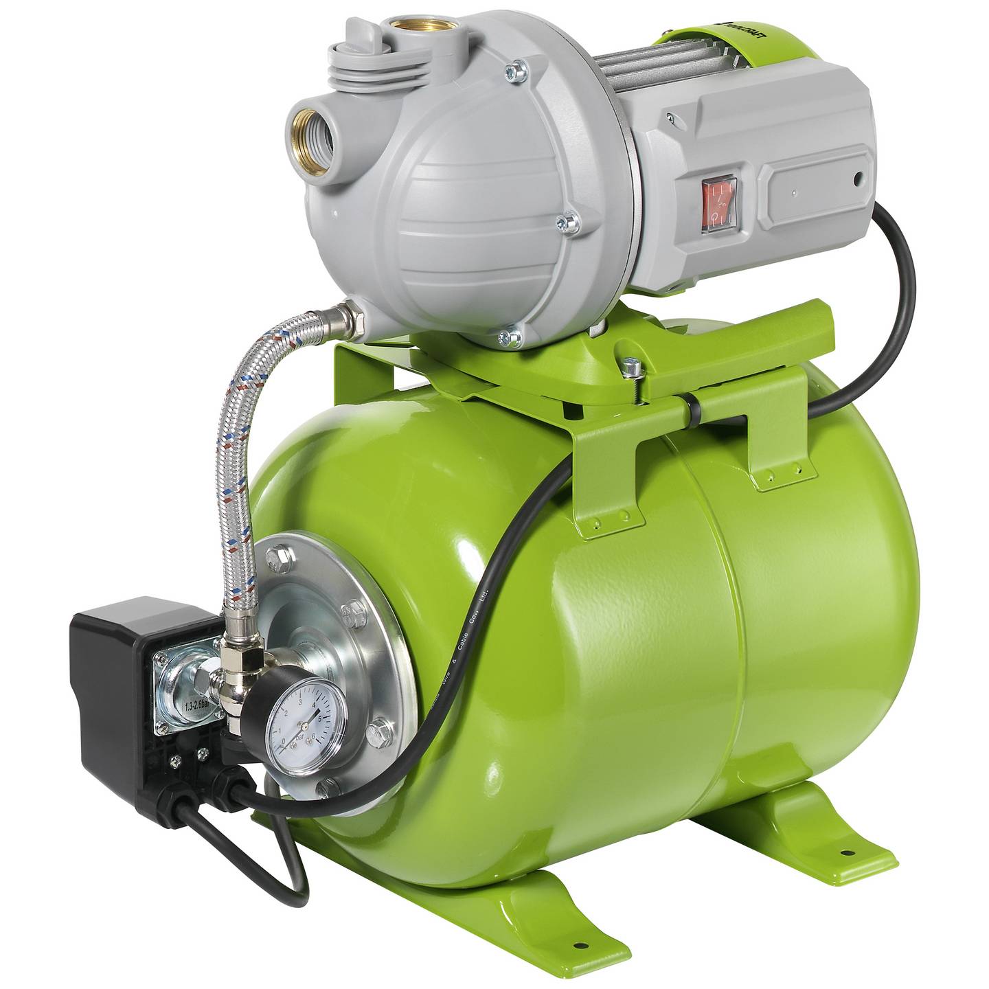 Toolcraft Hauswasserwerk 230V 4600l/h Gartenpumpe Wasserpumpe 600W 19l grün - 4064161310107