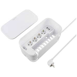 B-Ware Sygonix Steckerbox Steckdosenleiste 5-fach USB Schutzkontakt Kabelmanagement