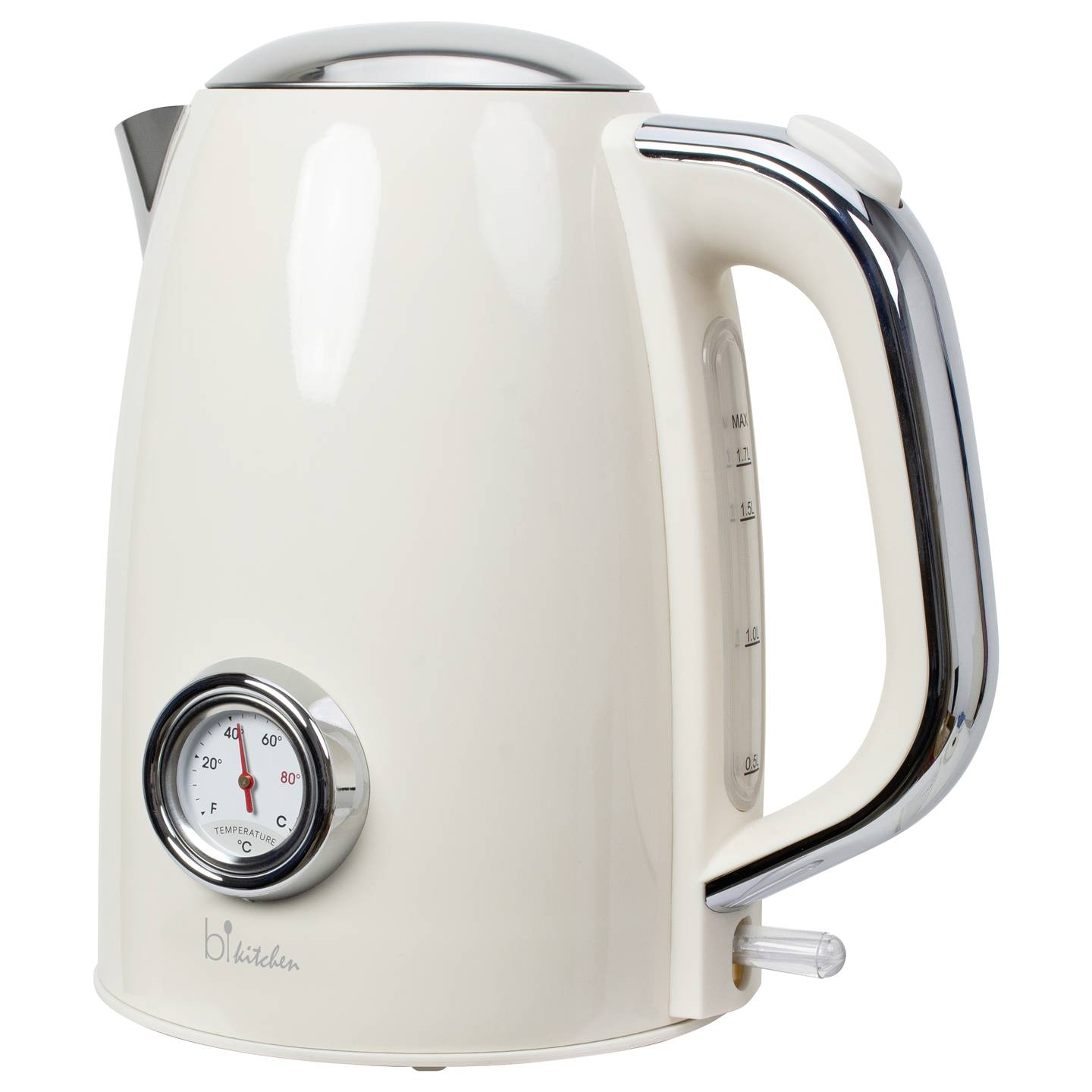 BiKitchen Wasserkocher Edelstahl 1,7l Teekocher cremeweiß glänzend 2200W Kocher - 9004489419149