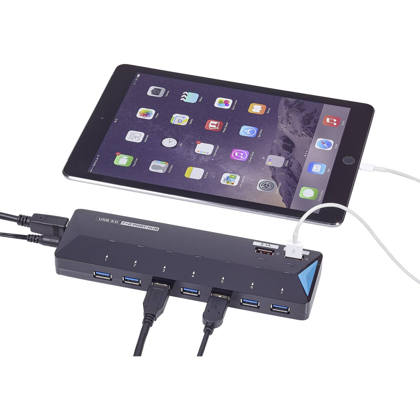 Renkforce USB-Hub 7 Port USB 3.0 5 GBit/s Schnellladeport schwarz extern - 4016138934120