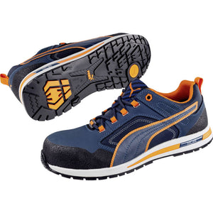 B-Ware PUMA Sicherheitsschuh Crosstwist Low S3 Schuhgröße 44 Blau Orange Gummi Leder