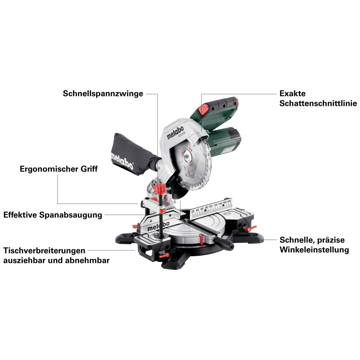 Metabo 610216000 Kappsäge 216 mm 30 mm 1100 W Säge Elektrowerkzeug Werkzeug - 4061792218178