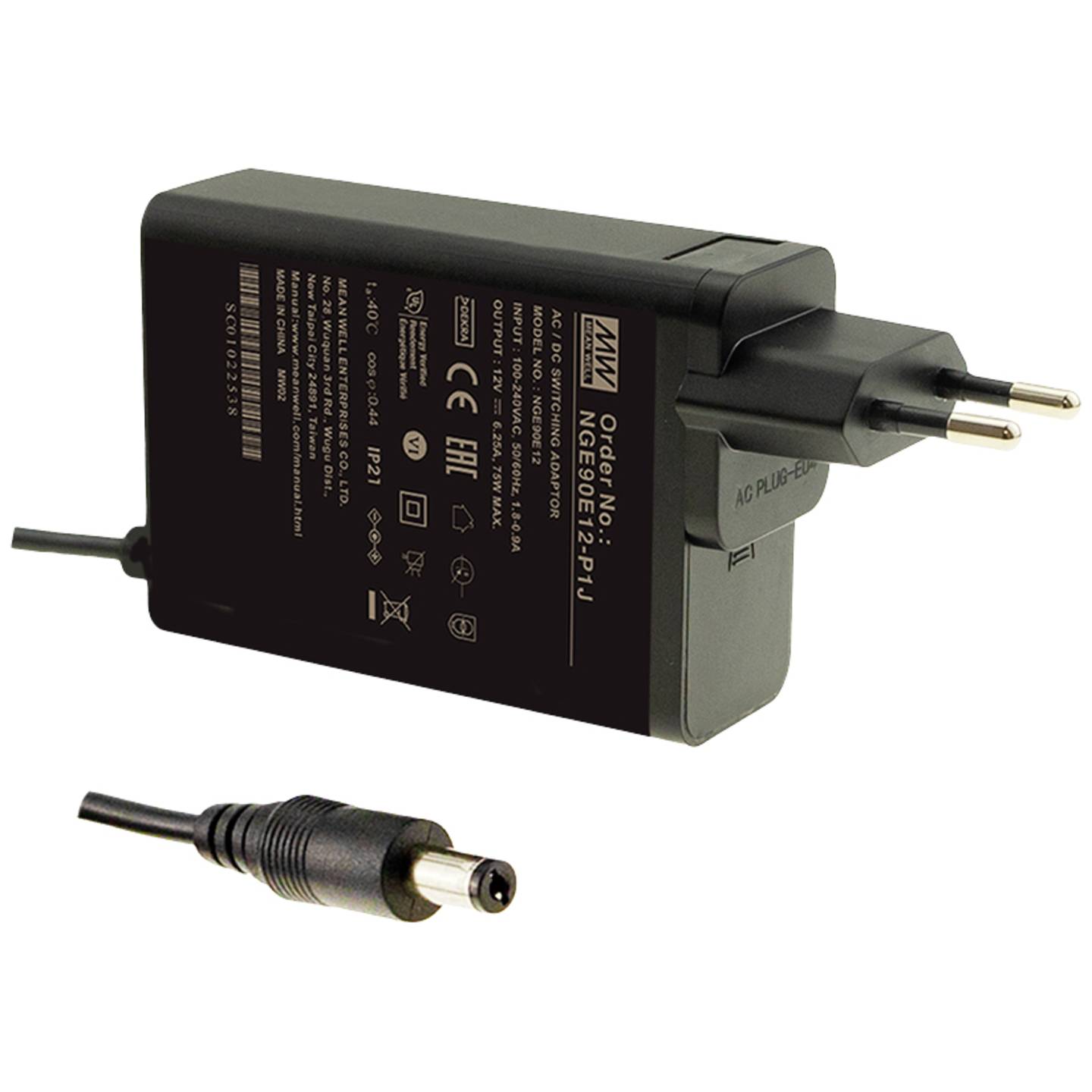 Mean Well Steckernetzteil NGE90E18-P1J 90W 18V DC Hohlstecker Eurostecker IP21 - 4021087098984