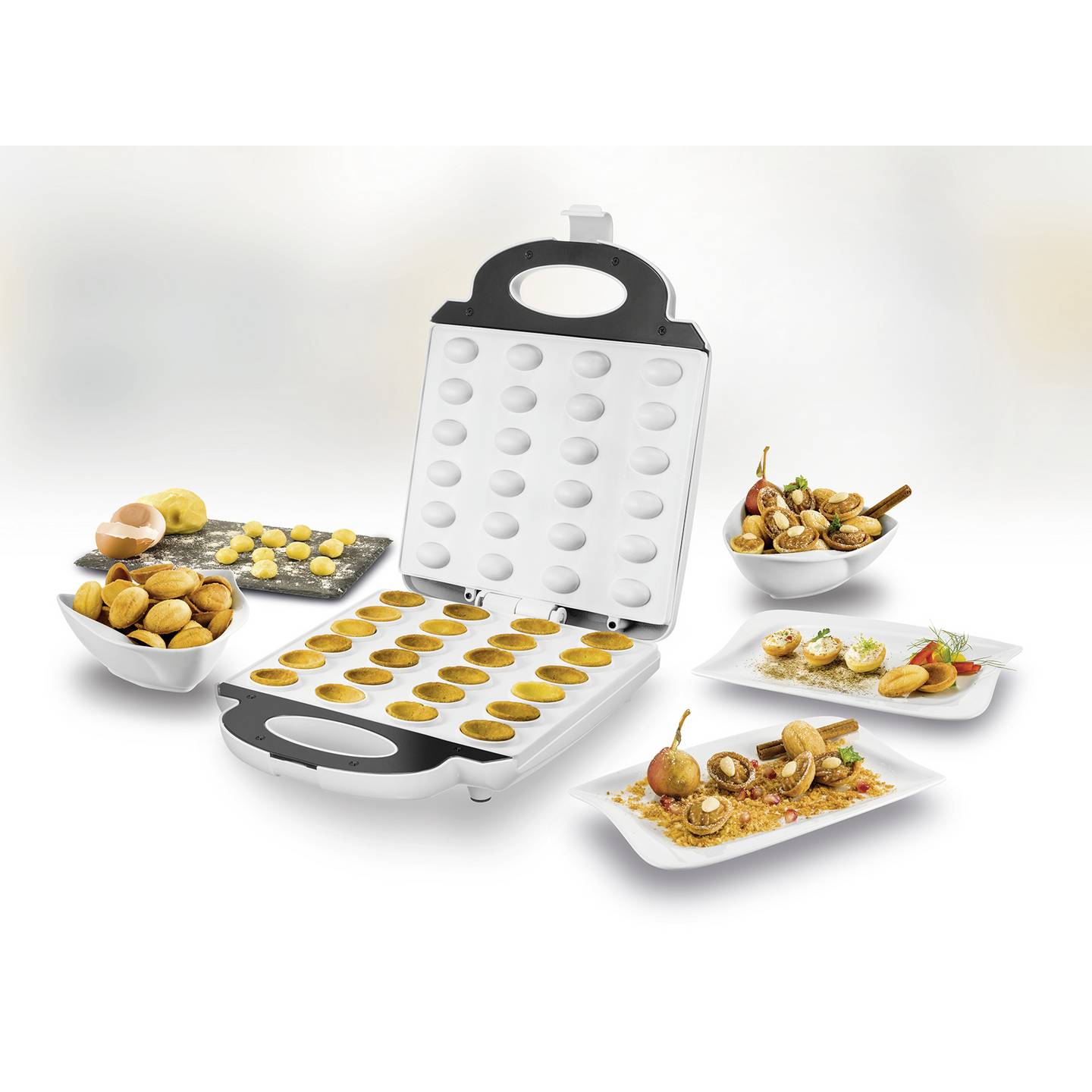 Unold Waffeleisen Backgerät Zaubernuss Kontrollleuchte klappbar Antihaft Weiß - 4011689483608