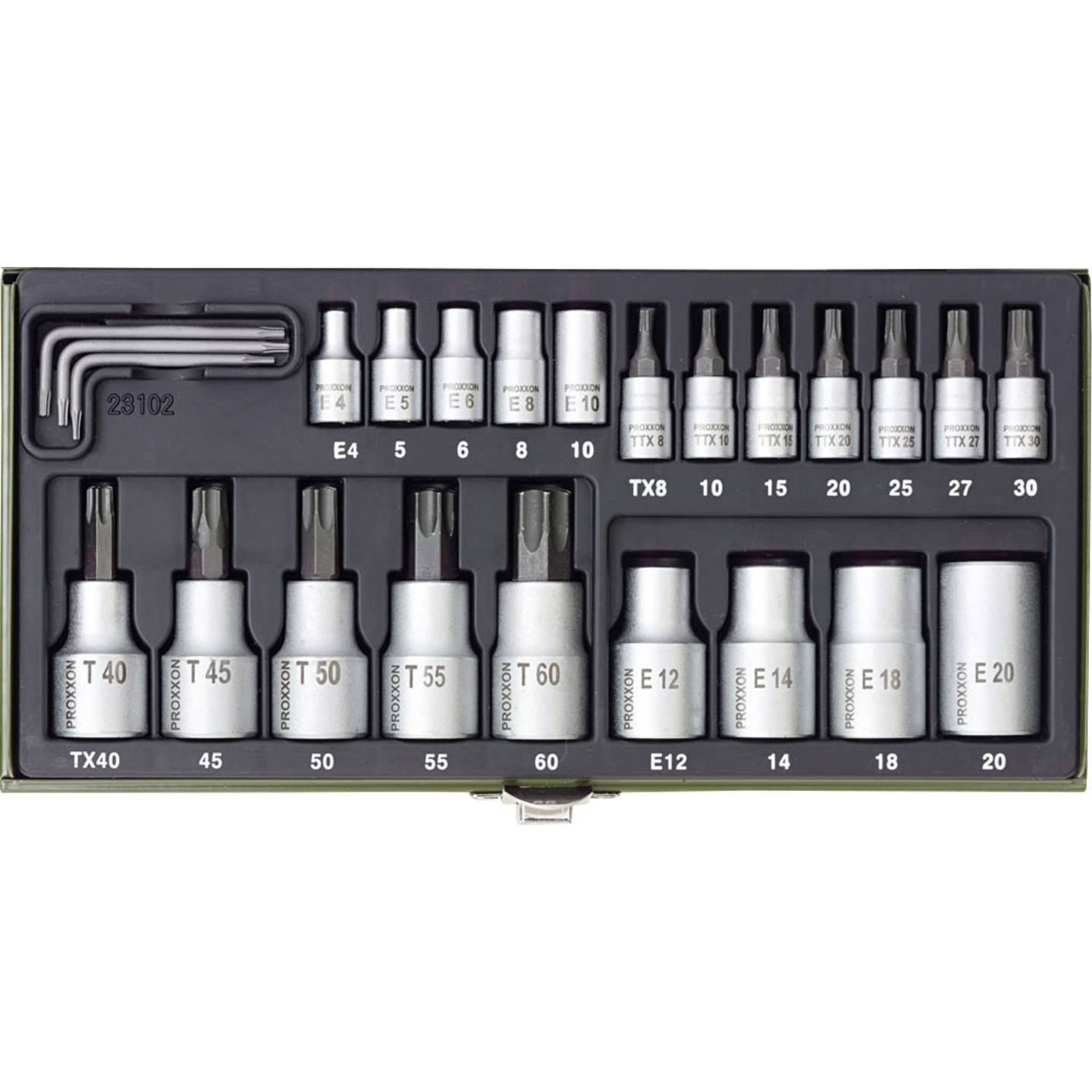 PROXXON Steckschlüssel-Bit-Einsatz-Set 1/4" 1/2" 24-teilig Chrom-Vanadium - 4006274231023