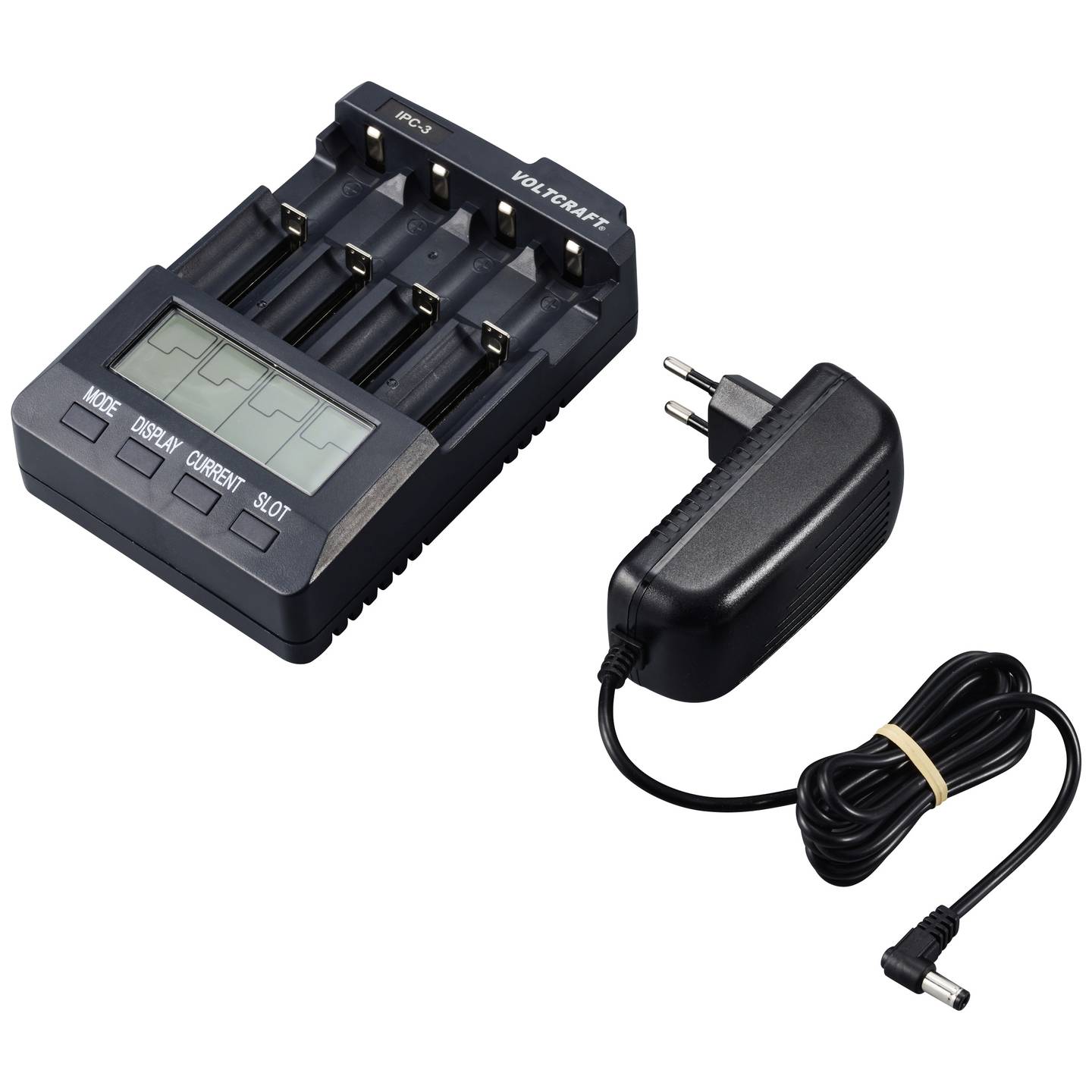 Voltcraft Rundzellen-Ladegerät IPC-3 LiIon NiCd NiMH 4-fach Ladegerät 1000mA - 4016139046709