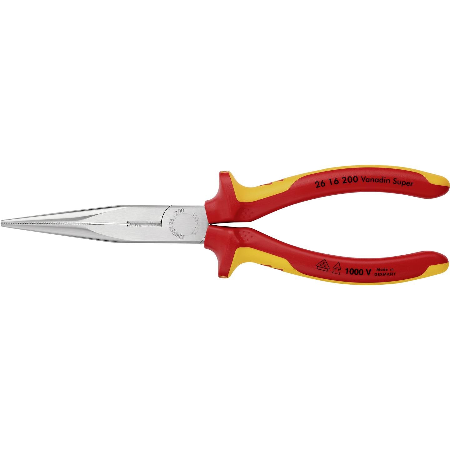 Knipex VDE Flachrundzange 200mm 26 16 200 mit Schneide 61 HRC gehärtet - 4003773022831