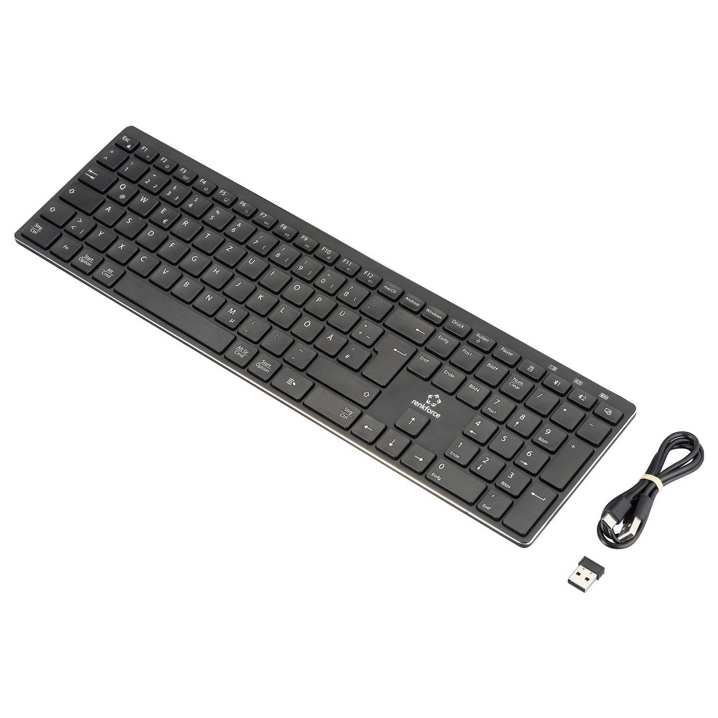 Renkforce RF-ARKB-400 Tastatur Keyboard Multi-Geräte wiederaufladbar kabellos - 4064161397092