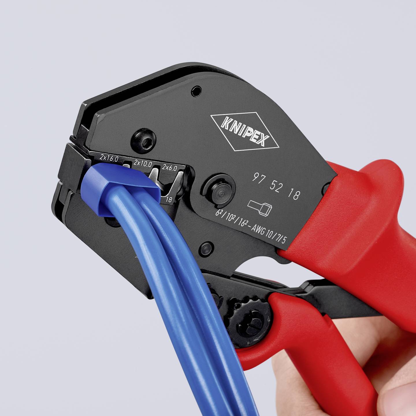 Knipex Crimpzange Zwillings-Aderendhülsen 2x6 2x10 2x16 mm² 250mm 571g - 4003773026839