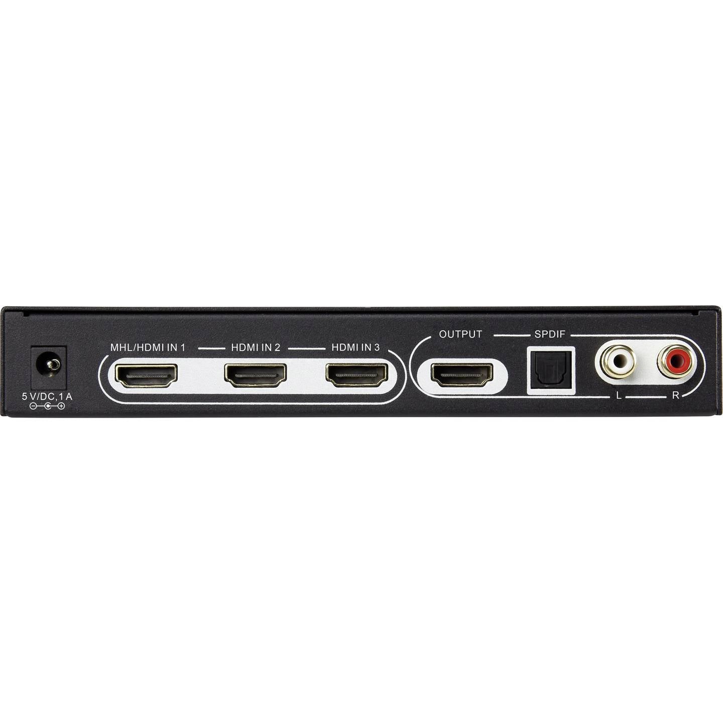 SpeaKa Professional HDMI-Switch 3 Port UHD 4K 60Hz Manuell Schwarz 179x67mm - 4016138982459