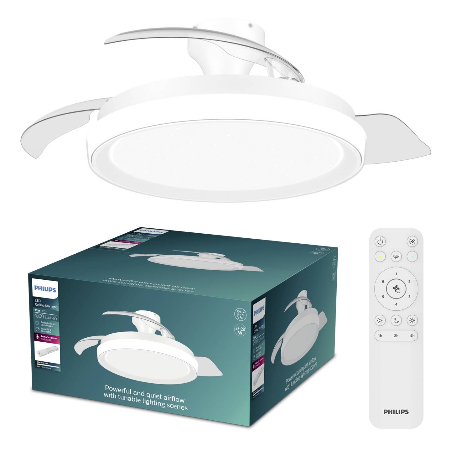 Philips Deckenventilator Ventilator mit Fernbedienung Dimmbar 28W Glitzereffekt - 8721103096104