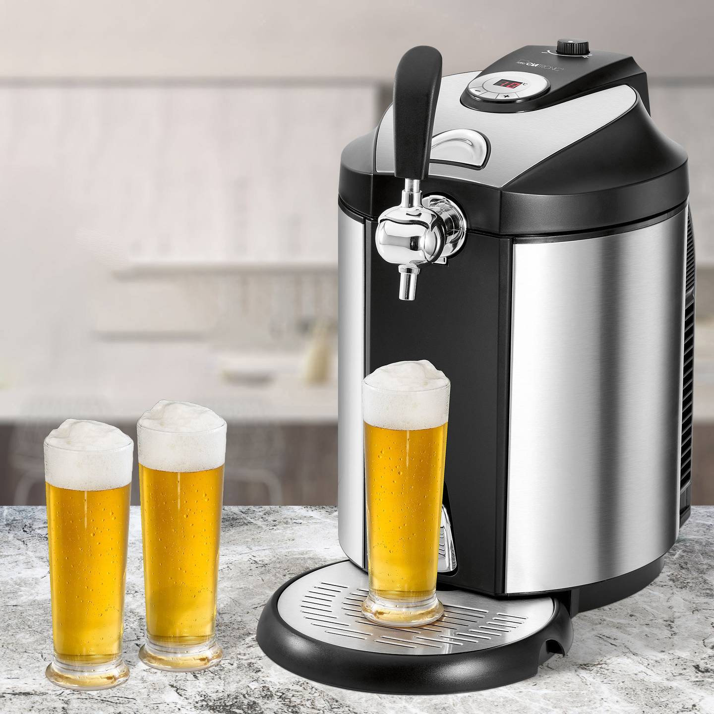Clatronic Bierzapfanlage BZ 3740 Zapfanlage Bierkühler Party Zapfer Silber - 4006160639209