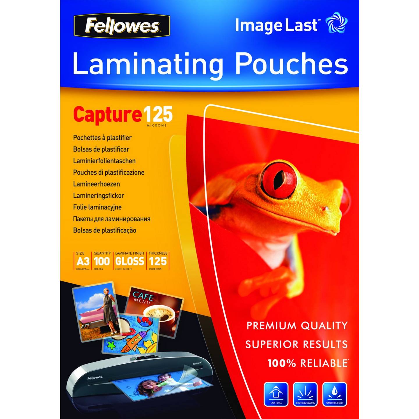 Fellowes Laminierfolie A3 125 Mikron glänzend 100er-Pack transparent - 77511530753