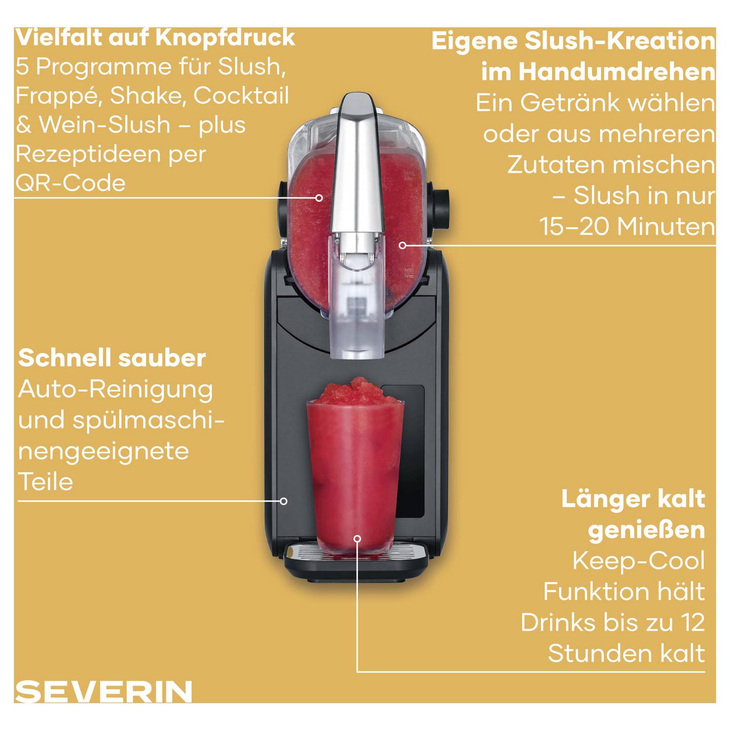 Severin Slush/Slushy Maschine EZ 7410 2l Eismaschine Getränkemaschine schwarz - 4008146049095