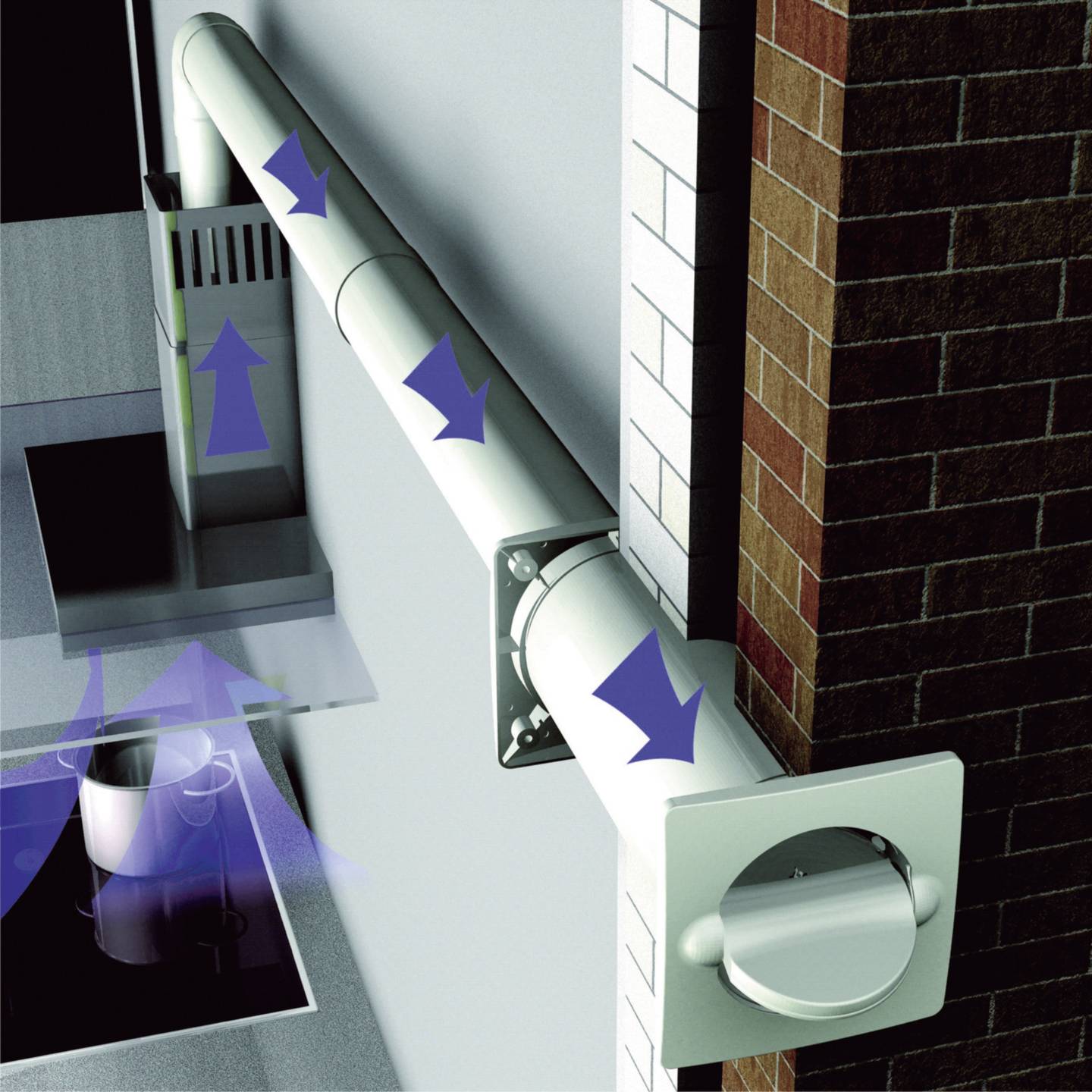 Wallair N37215 Energiespar-Mauerkasten 100 mm - Windgeräuschfrei, Insektenschutz - 4046293372154